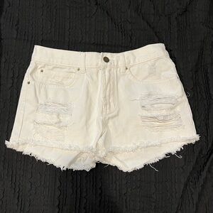 Billabong White Distressed Women Shorts